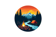 Sunset Adventure Camping Badge Set, an Object Graphic by Designs_River (Thumbnail 9 of 13)