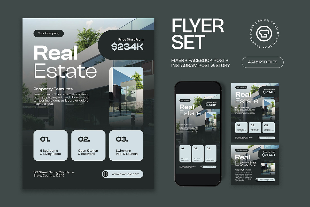 Real Estate Flyer, a Flyer Template by graphicook (Photo 1 of 3)