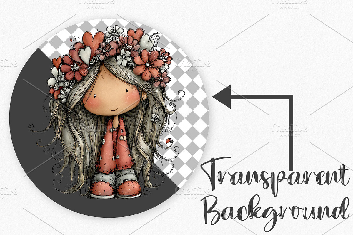 Valentine Flowers and Girls Clipart, an Illustration by Canvas Craft (Photo 2 of 6)