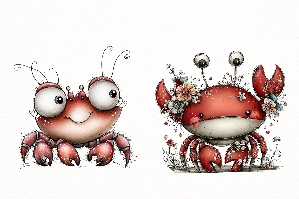 Whimsical Summer Crab Clipart, an Illustration by Designworld (Photo 3 of 6)