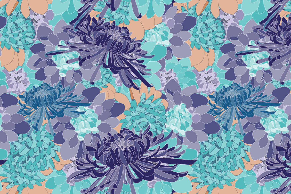 Blue Vector Pattern Pack, a Pattern Graphic by Ania Illustration (Photo 6 of 9)