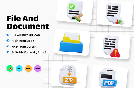 File and Document 3D Icons, an Object 3D Model by HacaStudio