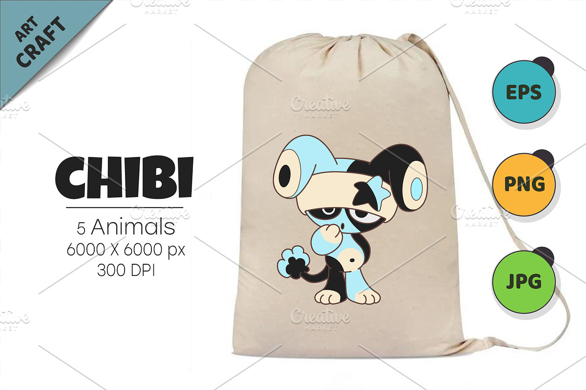 Chibi animals set 09. Tshirt, PNG., an Animal Illustration by KENO Mascots (Photo 5 of 6)