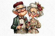Romantic Elderly Couple Png Bundle, an Illustration by Craft Nest (Thumbnail 10 of 11)