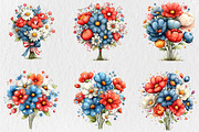 Whimsical Patriotic Flowers Clipart, a Seasonal Illustration by Rose Art (Thumbnail 4 of 6)