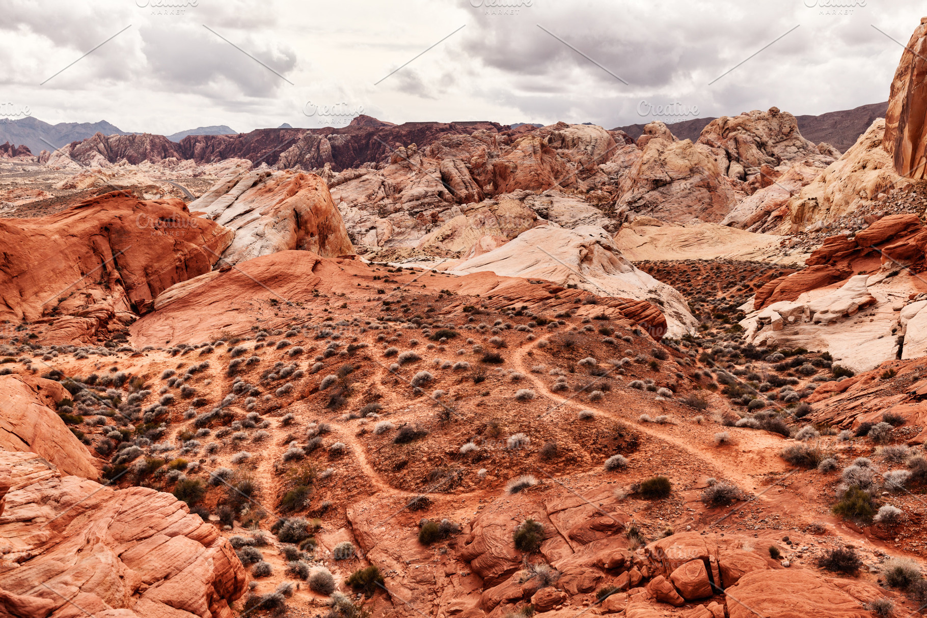 Scenery of stone desert stock photo containing landscape and rock, a Nature Photo by PhotographerJen