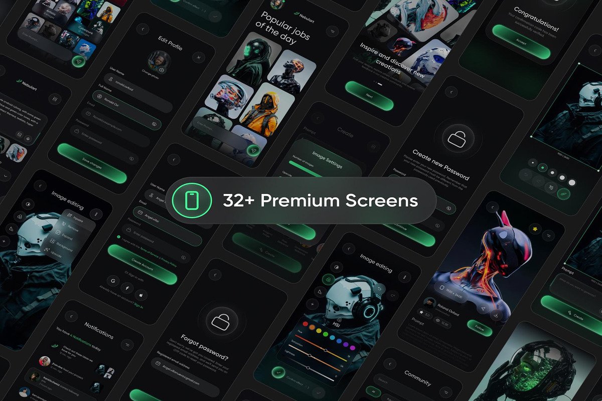 Nebulart - AI Art Generator App, an UI Kit Template by Creative Perspective (Photo 3 of 8)