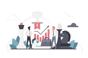 Business competition strategy chess, a Person Illustration by Lemberg Vector