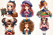 Whimsical School Girl Clipart PNG, an Illustration by DreamCafeArt (Thumbnail 3 of 5)
