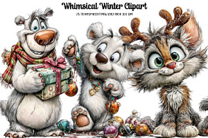 Whimsical Winter Clipart, an Illustration by DreamArtGraphic