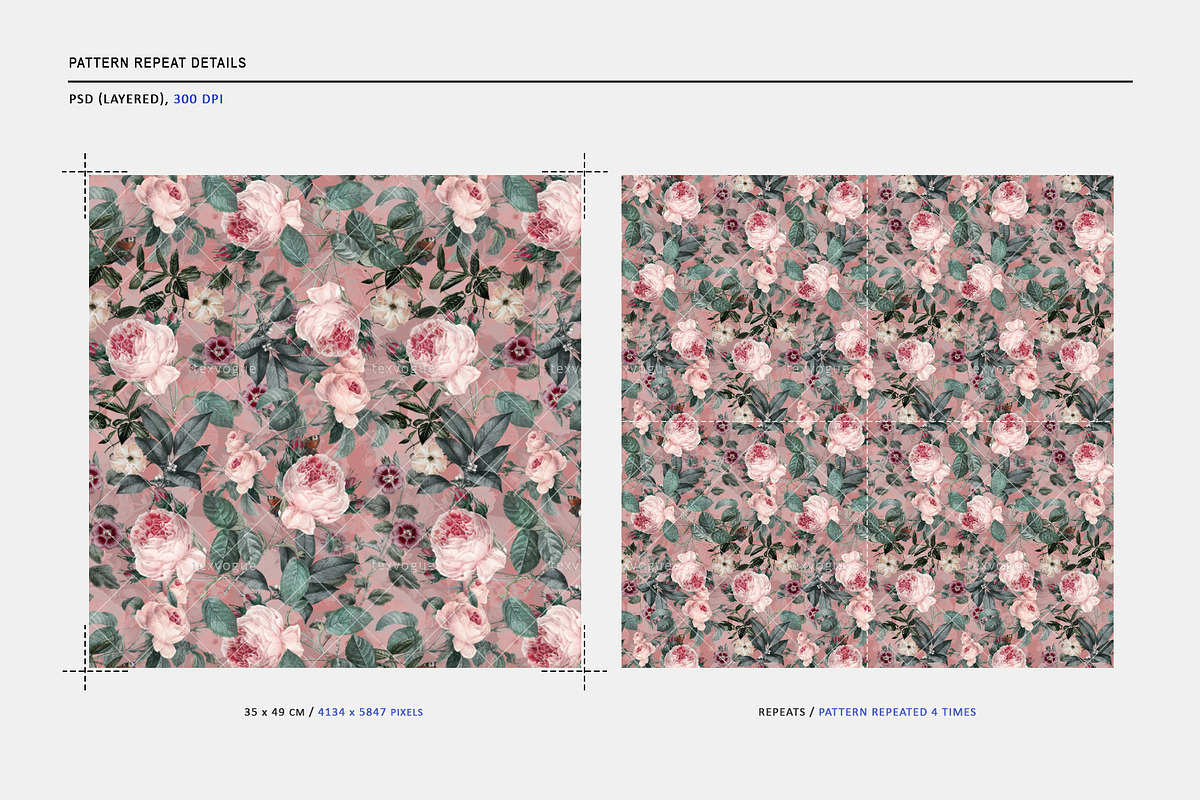 Vintage Roses - Seamless Patterns, a Pattern Graphic by texvogue (Photo 3 of 11)