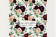 Blush & Wine Watercolor Flowers PNG, a Decorative Illustration by whiteheartdesign (Thumbnail 7 of 10)