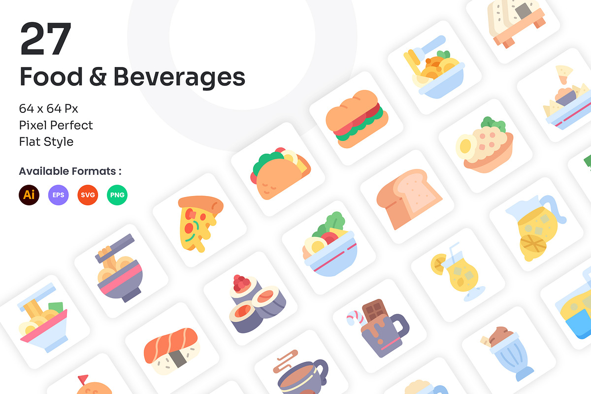 Food & Beverages Icons Set - Flat, an Icon by Kmg Design (Photo 1 of 2)
