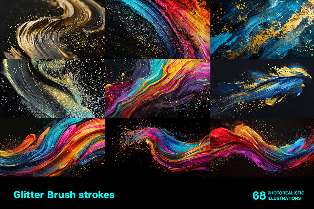 Glitter Brush strokes. 68 images, a Decorative Illustration by Handmadefont (Photo 4 of 14)