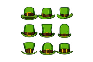 leprechaun green hat set cartoon, an Object Illustration by pikepicture