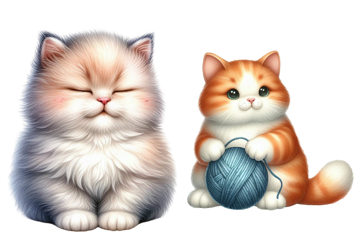 Watercolor Cats Clipart, an Illustration by Designworld (Photo 4 of 5)