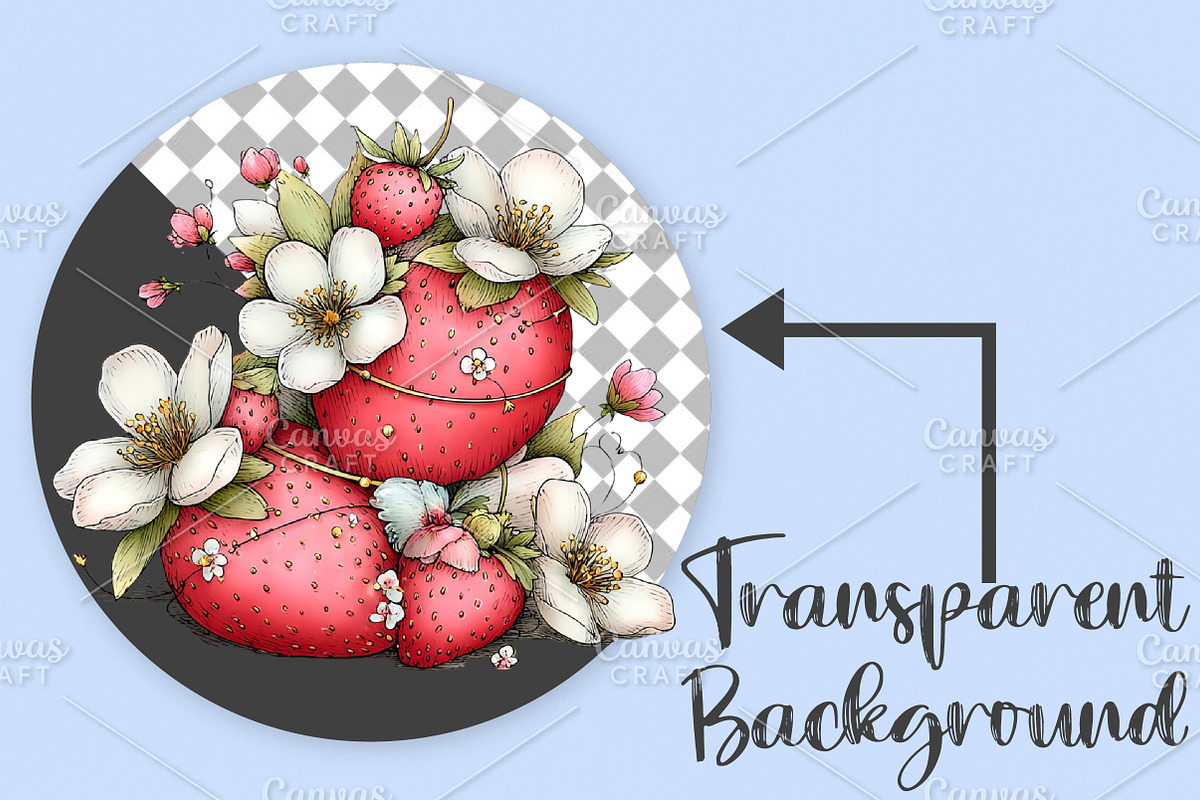 Whimsical Spring Strawberry Clipart, an Illustration by Canvas Craft (Photo 2 of 7)