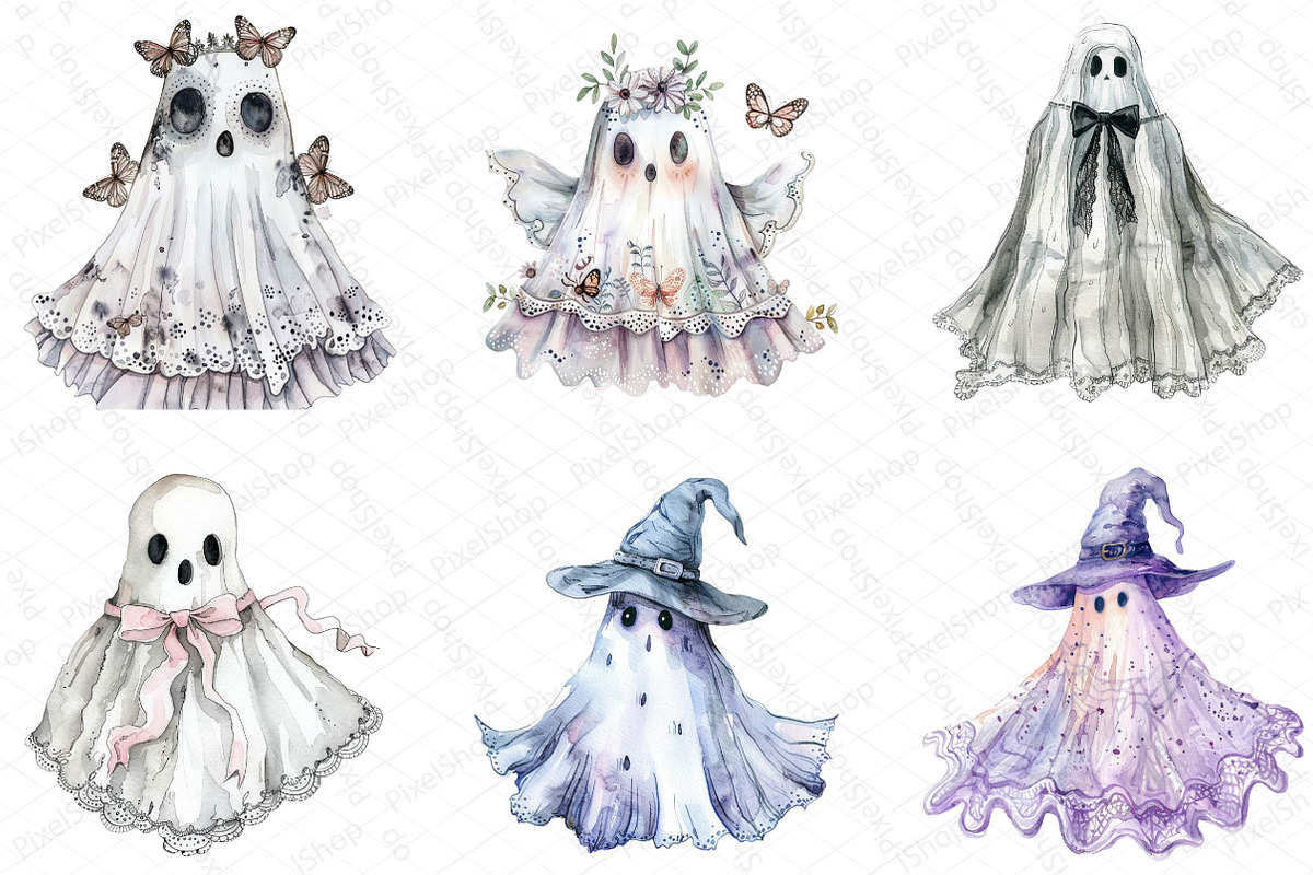 Cute Halloween Lace Ghost Png Clipar, an Illustration by DreamPrint404 (Photo 4 of 7)