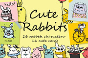 Cute Rabbits, an Animal Illustration by Virinaflora (Thumbnail 1 of 5)