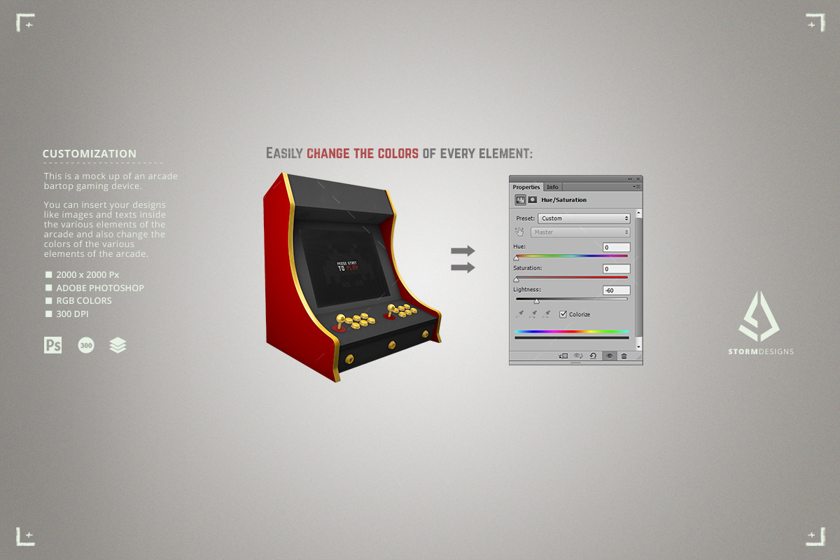 Retro Gaming Bartop Arcade Mockup, a Merchandise Mockup by Storm Pixels (Photo 3 of 5)
