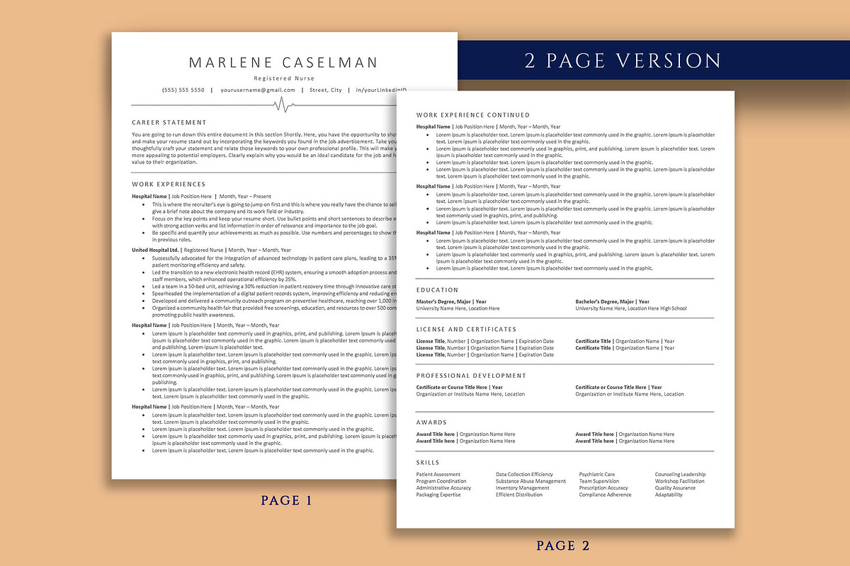 Nurse Resume Template Word, Pages, a Resume Template by VictoriousVita (Photo 3 of 7)