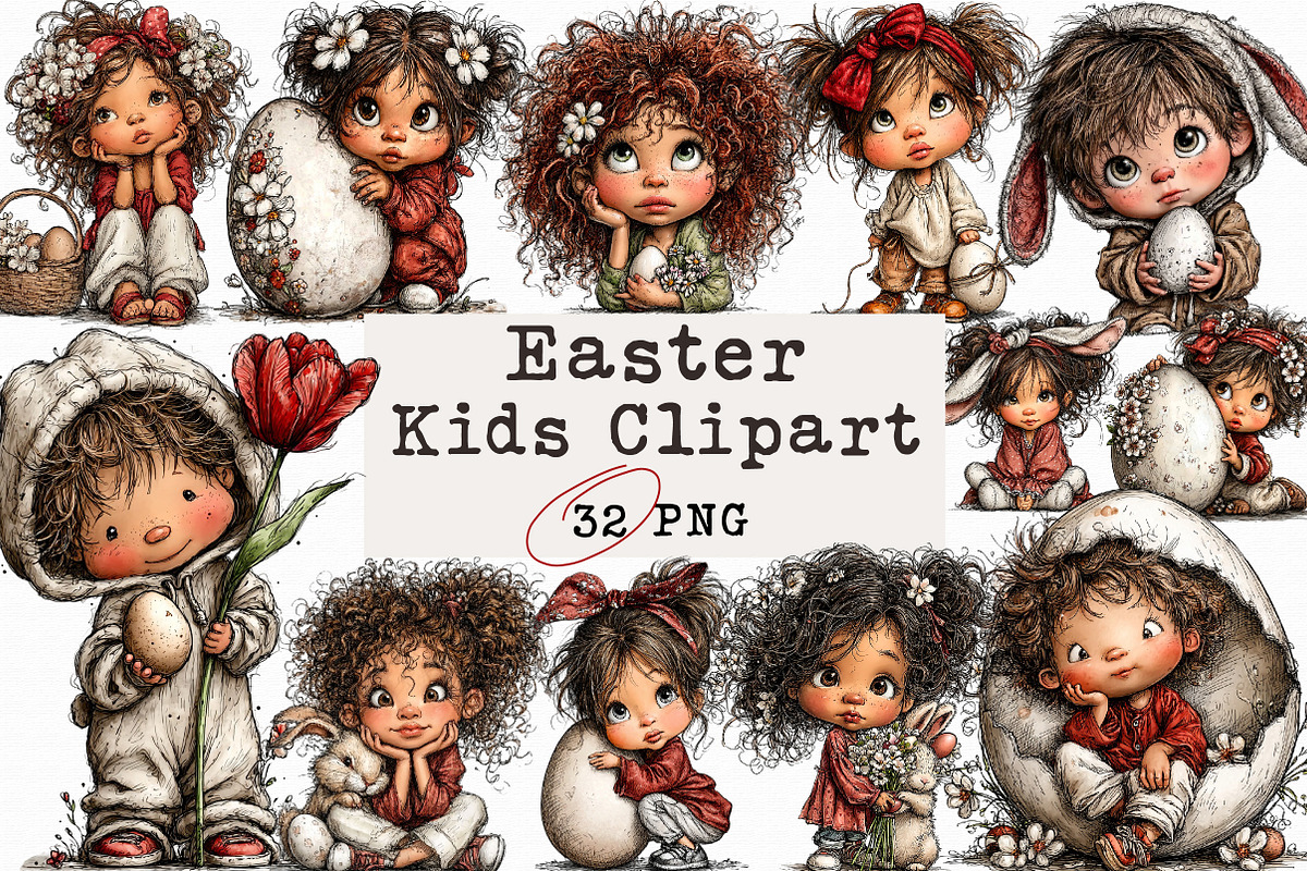 Easter Kids Clipart, an Illustration by Libby Wishes (Photo 1 of 6)