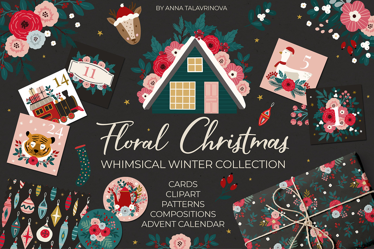 Christmas Clipart Pattern Bundle, a Background Graphic by Cozy pattern shop (Photo 5 of 23)