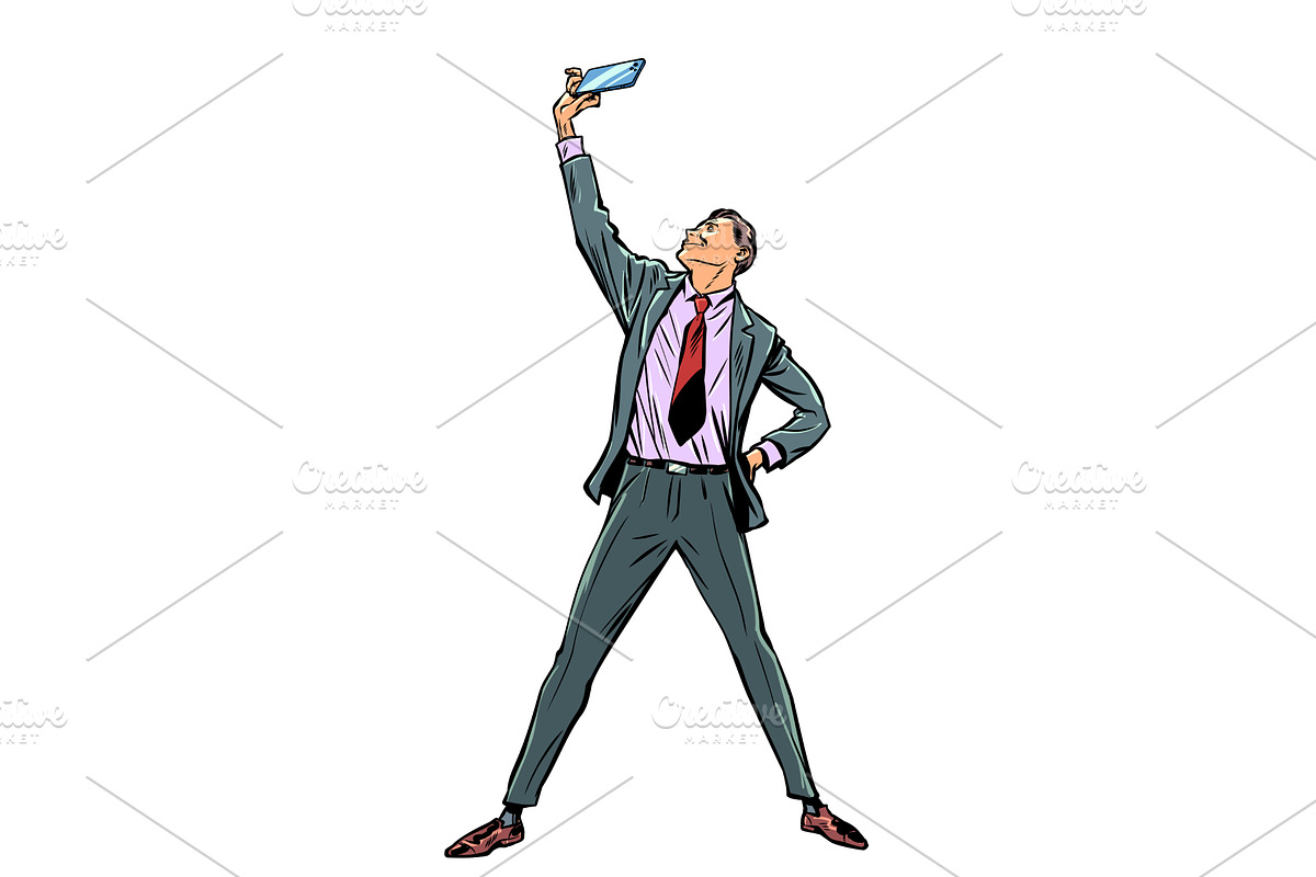 Pop Art Retro A man in a suit takes, a Person Illustration by studiostoks