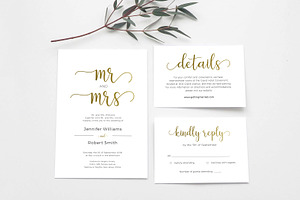 Wedding Invitation Set Gold