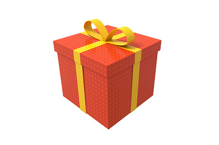 Gift box red yellow ribbon 3D