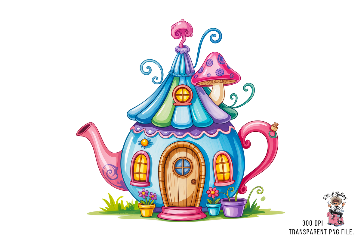 Teapot House PNG Clipart Bundle, a Graphic by Clipart Studio (Photo 6 of 11)