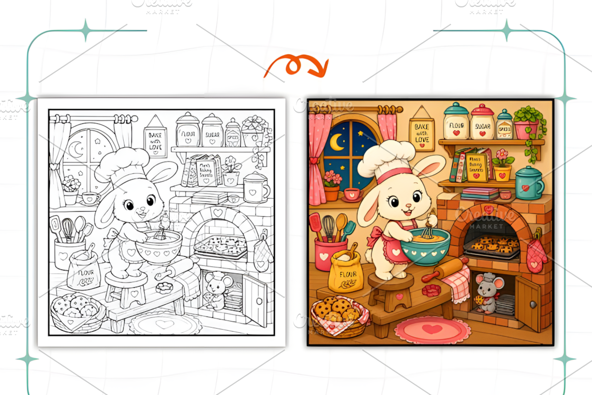 Whimsical Cozy Worlds Coloring Pages, a Decorative Illustration by Ink Gallery (Photo 4 of 8)