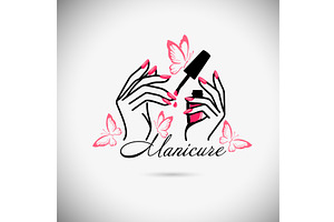 Butterfly manicure logo. Nail polish, an Object Illustration by Nenahliadava Design