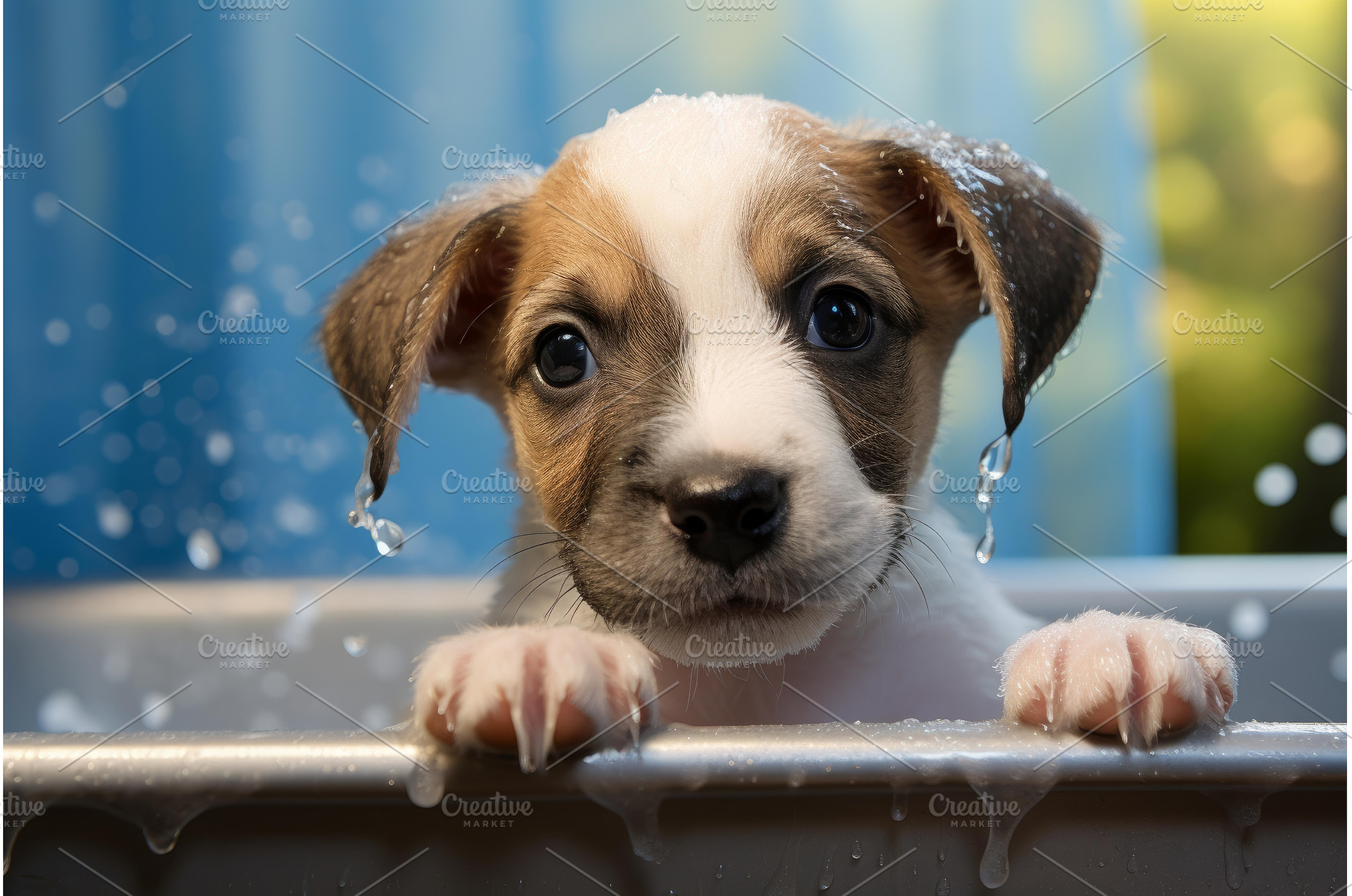 Gentle Puppy dog foam bath. Generate, an Animal Photo by Ylivdesign