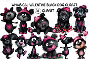 Whimsical Valentine Black Dog Bundle, an Illustration by Creative Art (Thumbnail 1 of 9)