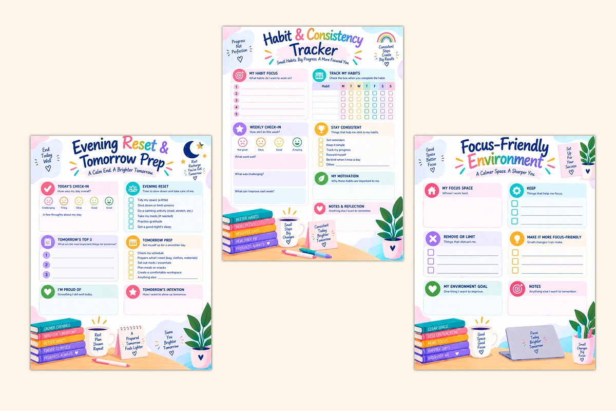 2027 ADHD Focus Flow Workbook, a Stationery Template by Shumaya (Photo 4 of 4)