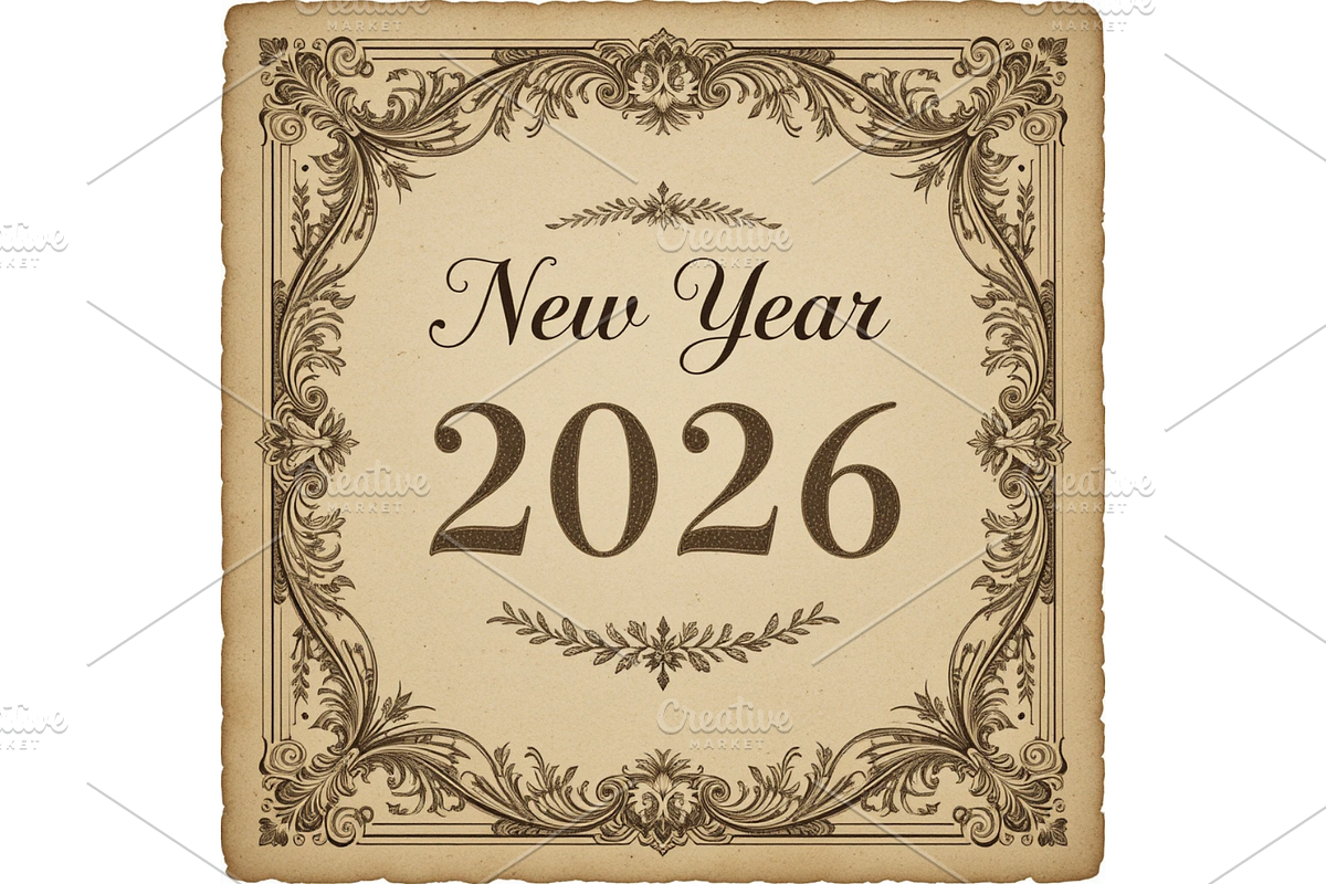Old Vintage New Year 2026 Clipart, a Seasonal Illustration by Creative design (Photo 2 of 7)