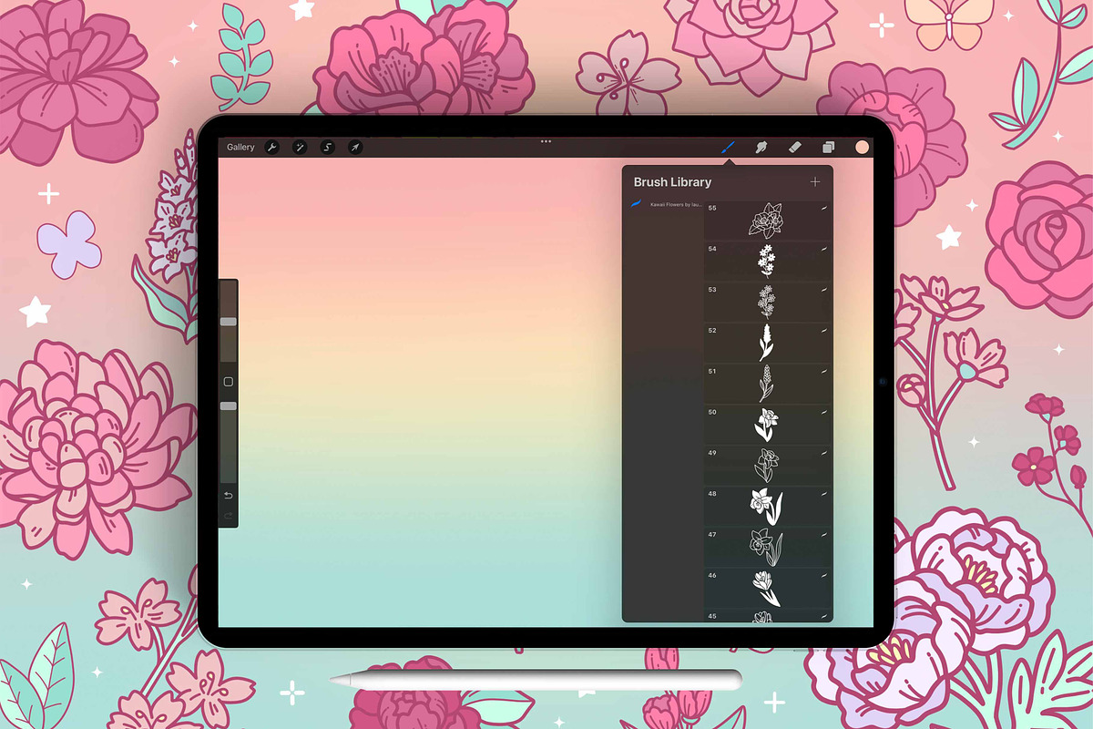 250+ Procreate kawaii flower stamps, a Brush Add-On by laura.design (Photo 6 of 7)