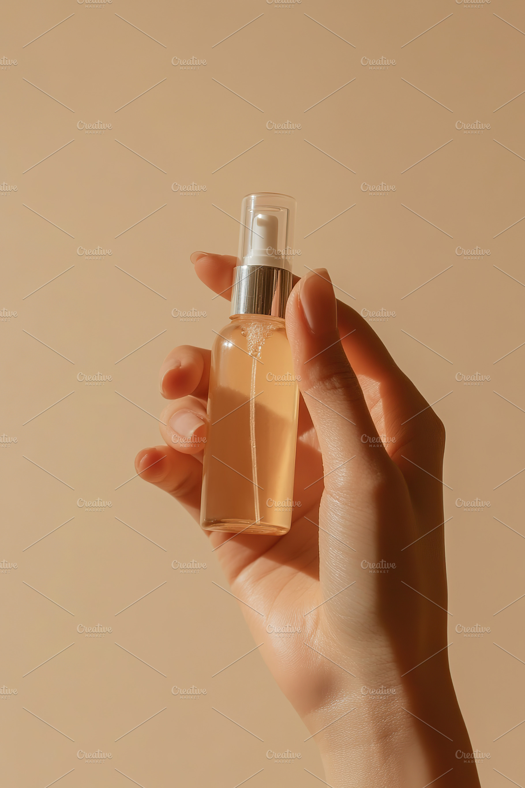 Holding a moisturizing spray to hydrate skin during a self-care routine at home, a Beauty & Fashion Photo by AlyaAnd