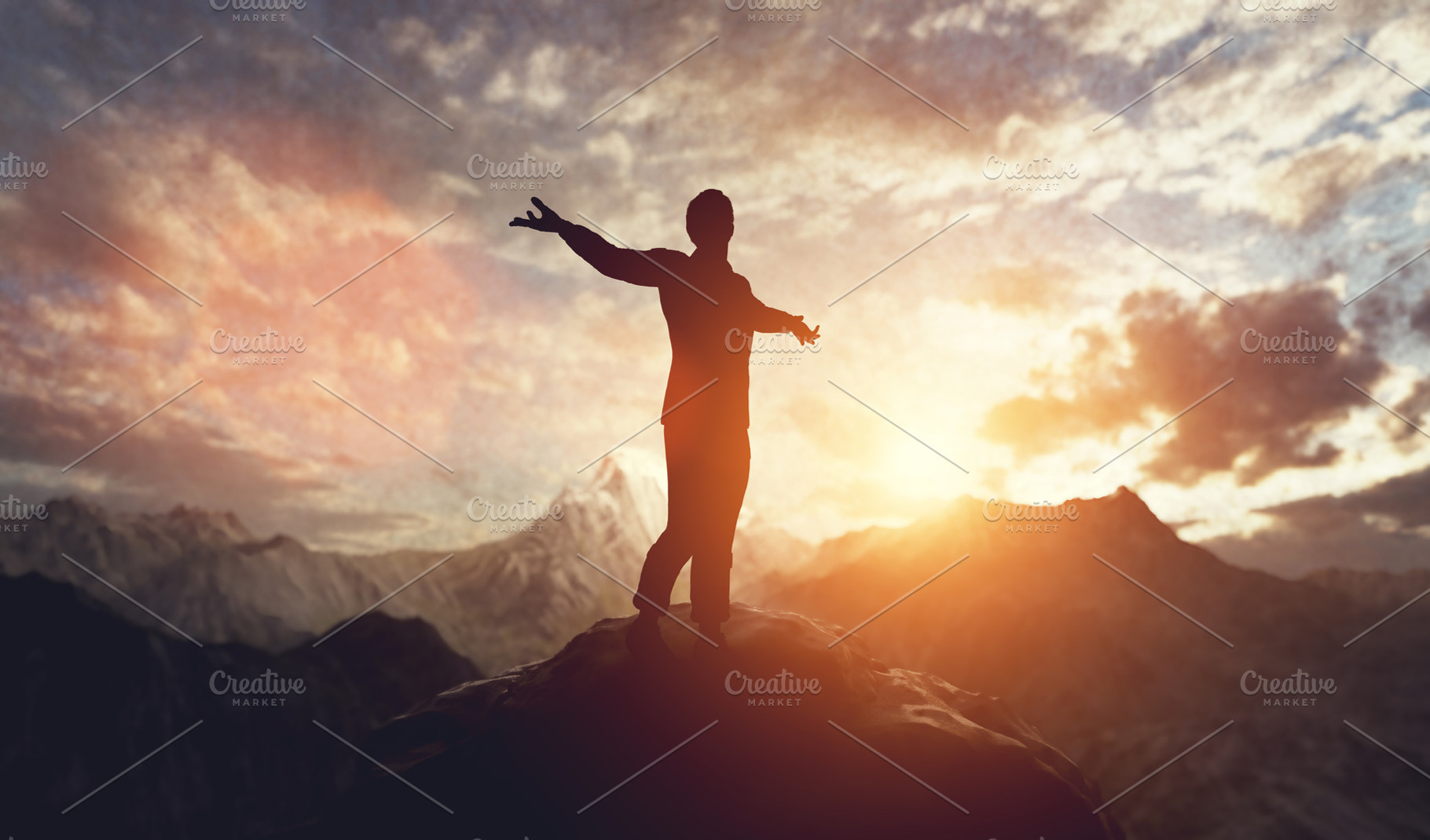 Man walking, balancing on mountain, a Person Photo by Photocreo Michal Bednarek