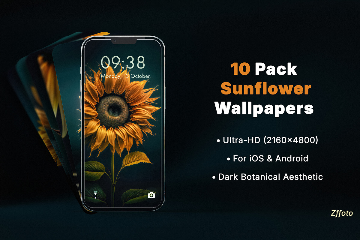 10 Dark Sunflower Phone Wallpapers, a Background Graphic by BazziBa♥ (Photo 1 of 4)
