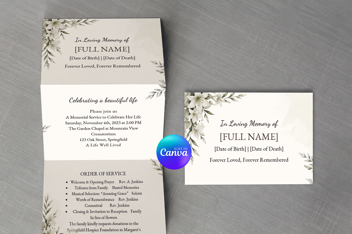 Elegant Funeral Program Template, an Invitation Template by Arslan (Photo 2 of 3)