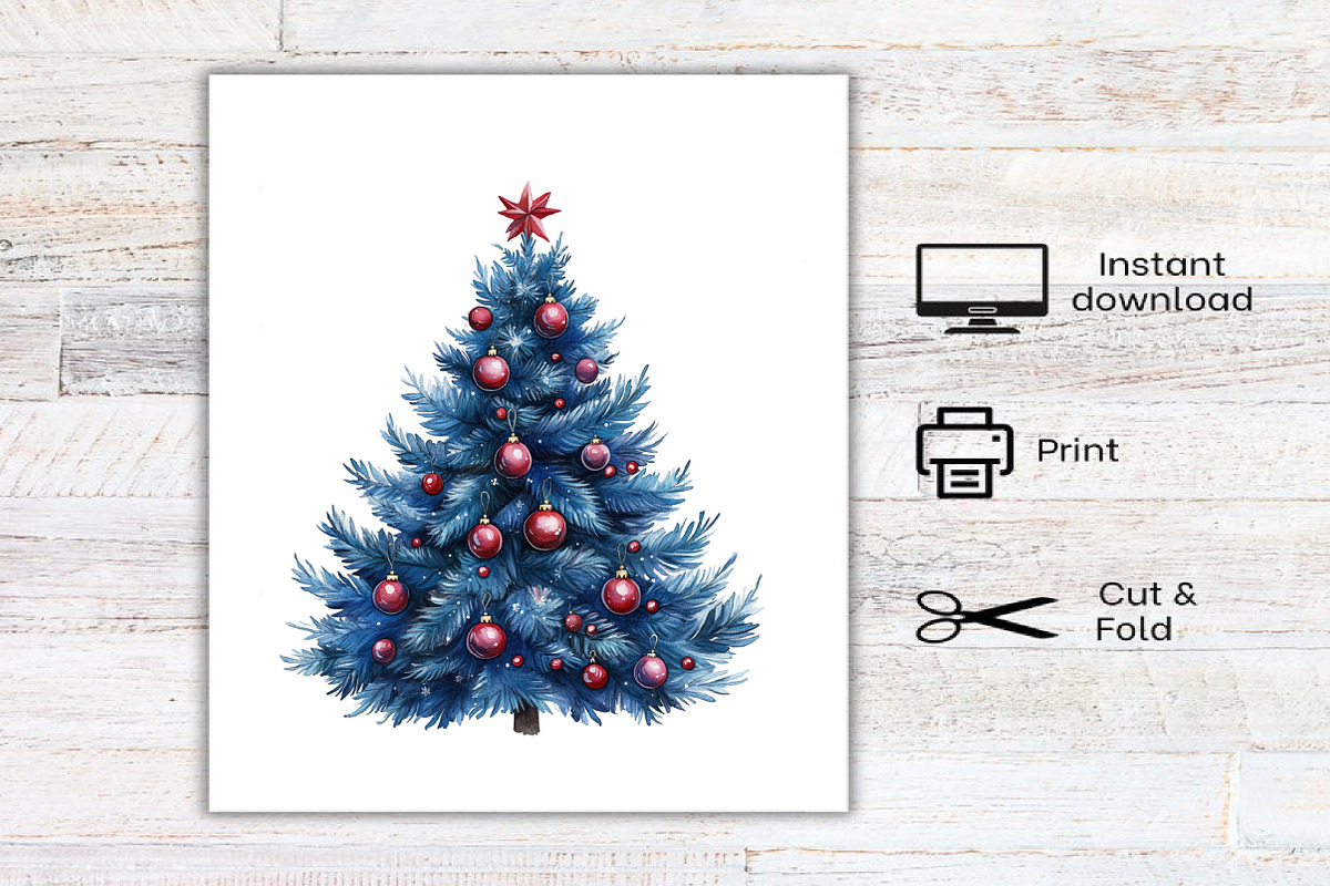 Midnight Cherry Christmas Clipart, an Illustration by Canvas Craft (Photo 7 of 7)