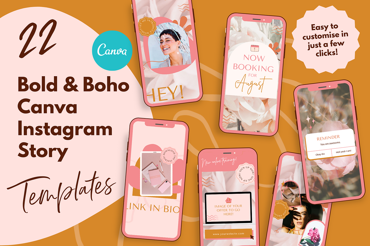 Boho Canva Instagram Story Templates, a Social Media Template by Kurly Creative (Photo 2 of 11)