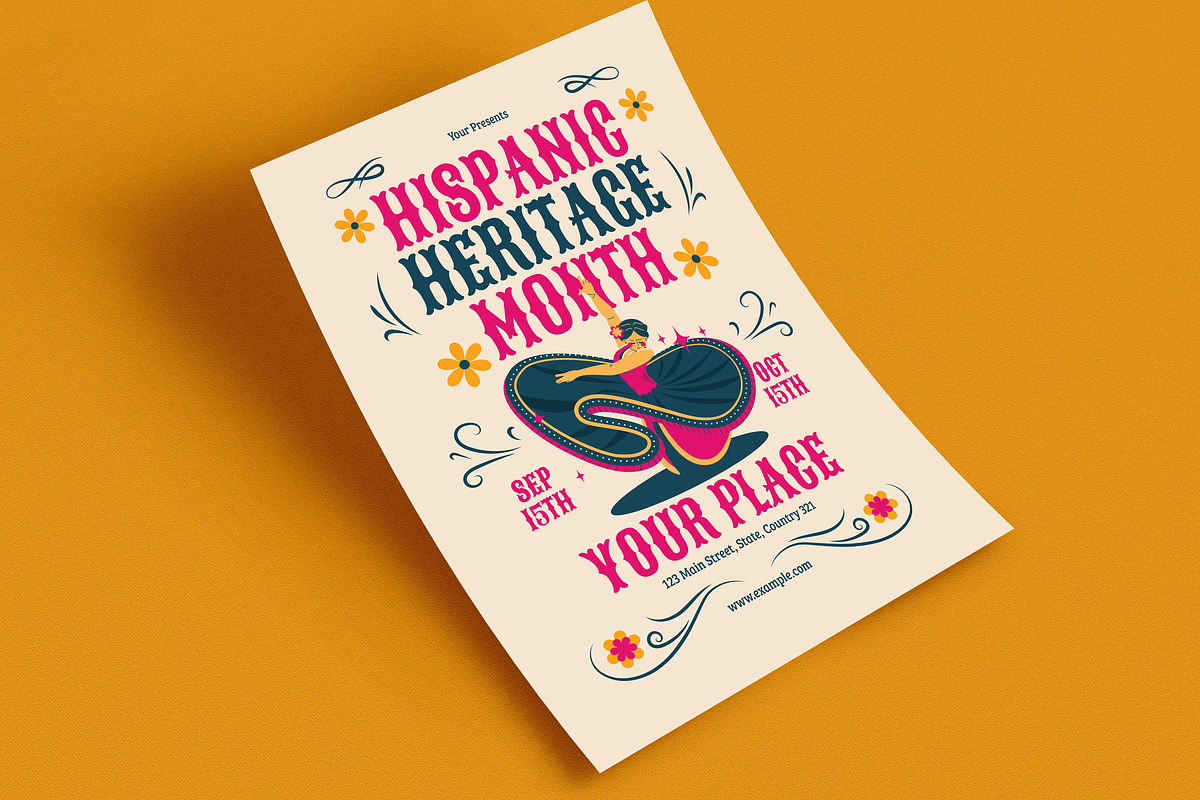 Modern Hispanic Heritage Month Flyer, a Flyer Template by VectorVactory (Photo 3 of 3)