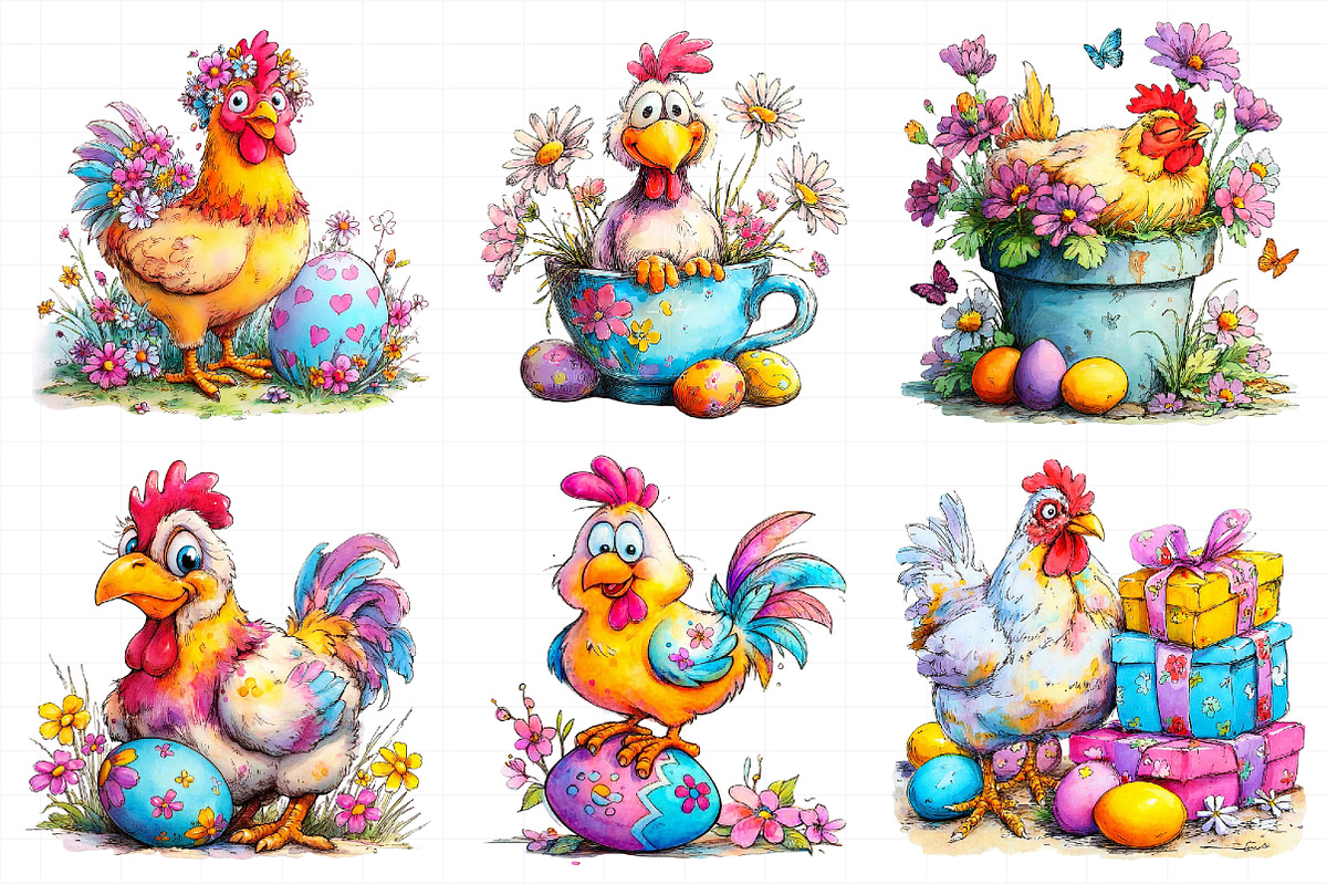 Floral Chicken Easter Hen Clipart, an Illustration by Daily.Designs (Photo 3 of 8)
