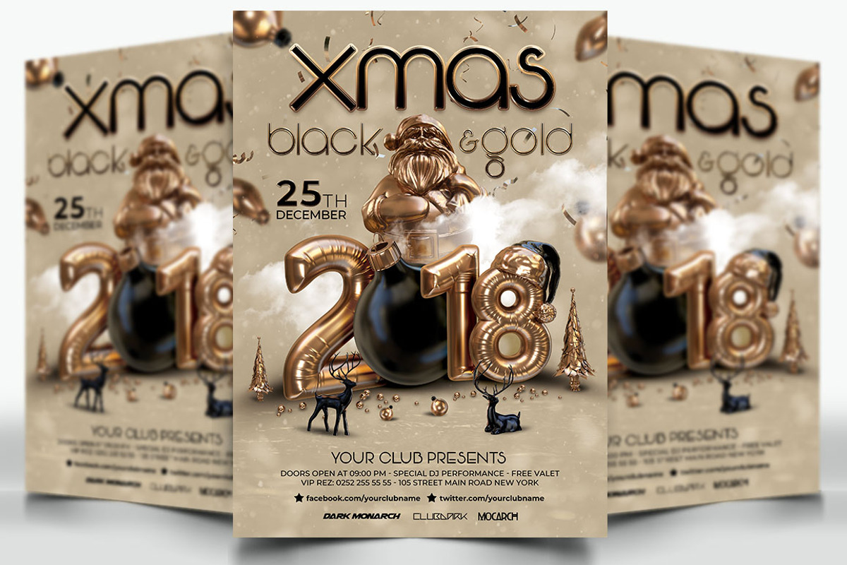 Christmas Gold Party, a Flyer Template by darkmonarch (Photo 1 of 3)