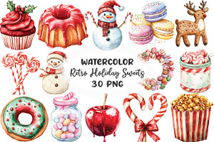 Retro Holiday Sweets PNG Clipart, an Illustration by CraftArtStudio