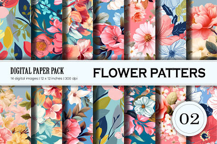 Floral Patterns 02. Digital Paper., a Texture Illustration by STORE KENO