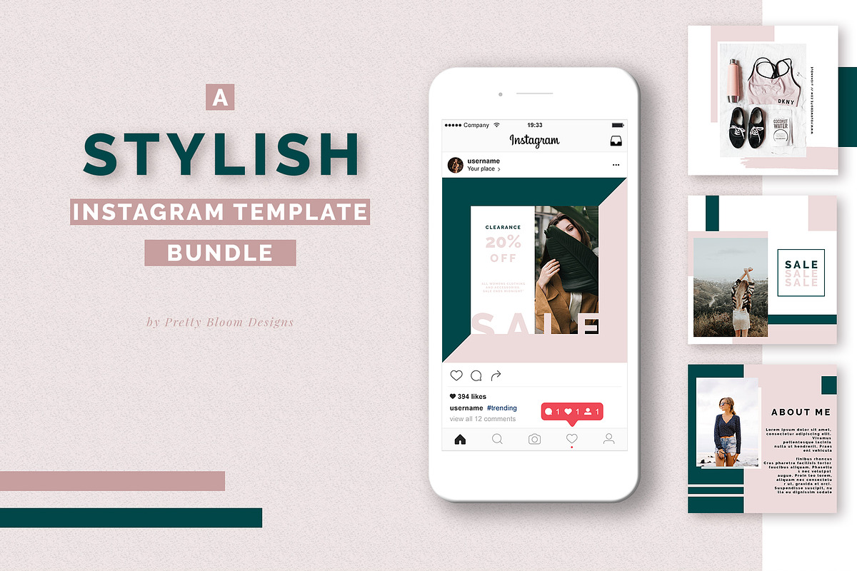 Stylish Instagram Template Bundle, a Social Media Template by Pretty Bloom Designs (Photo 1 of 7)